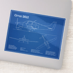 Pegatina Cirrus SR22 - Planes de dibujo del plano aéreo AD