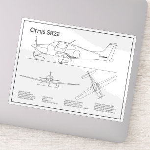 Pegatina Cirrus SR22 - Planes de dibujo del plano aéreo BD