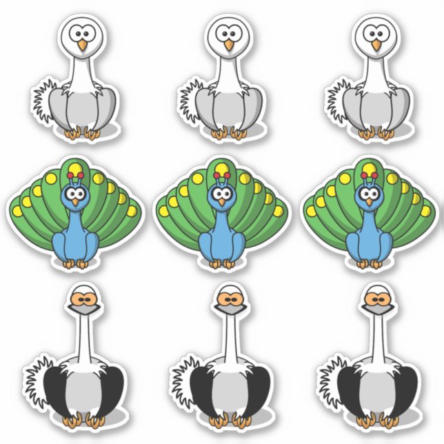 Pegatina Cisne de ave, pavo real, Personalizado de avestruz (Anverso)
