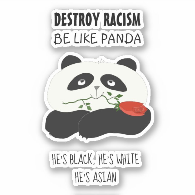 Pegatina Cita Antirracista de Panda (Anverso)