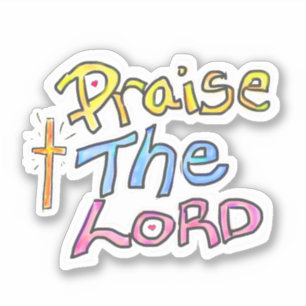 Pegatina Cita cristiana alabar al Señor con cruz