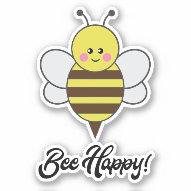 Pegatina Cita de Bee Happy Kawaii Bee Buzz Cute Bumblebee (Anverso)