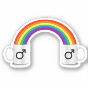 Pegatina Cita de café del arcoíris gay