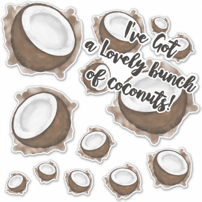 Pegatina Cita de frutas de coco blanco de verano marrón tro (Anverso)