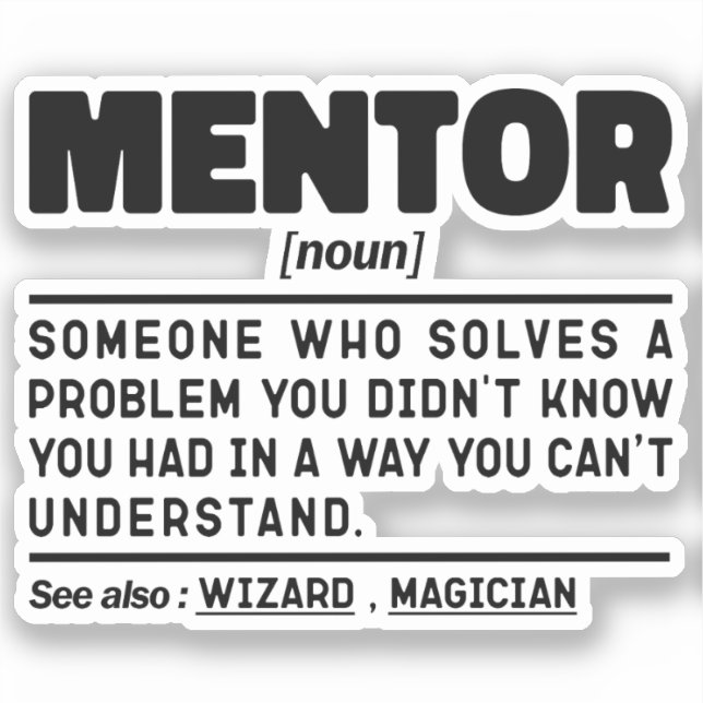 Pegatina Cita de humor del entrenador de mentores de defini (Anverso)