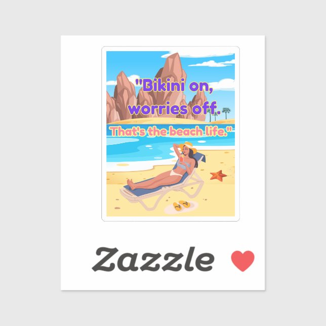 Pegatina cita de playa (Hoja)