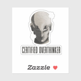 Pegatina Cita de Sobrepensador Diseño Vintage Grunge