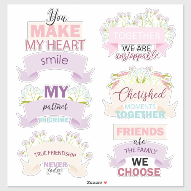 Pegatina Cita del Día de la Amistad Feliz (Hoja)