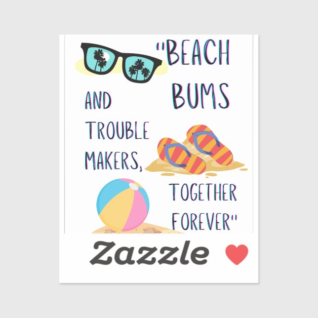 Pegatina cita del día de la playa (Hoja)