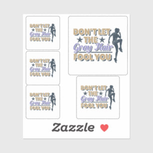 Pegatina Cita divertida de pelo gris en funcionamiento - Co