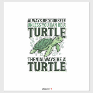 Pegatina Cita Divertida de Tortuga Diseño de Grabado Vintag