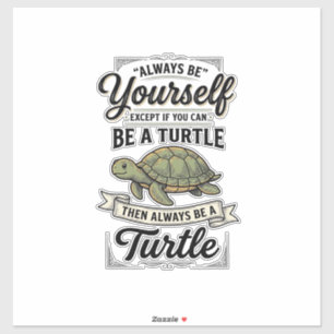 Pegatina Cita divertida de tortuga diseño de grabado vintag