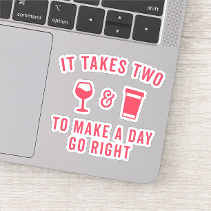 Pegatina Cita divertida sobre vino y café