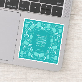 Pegatina Cita floral verde azulada Jane Austen Bookish