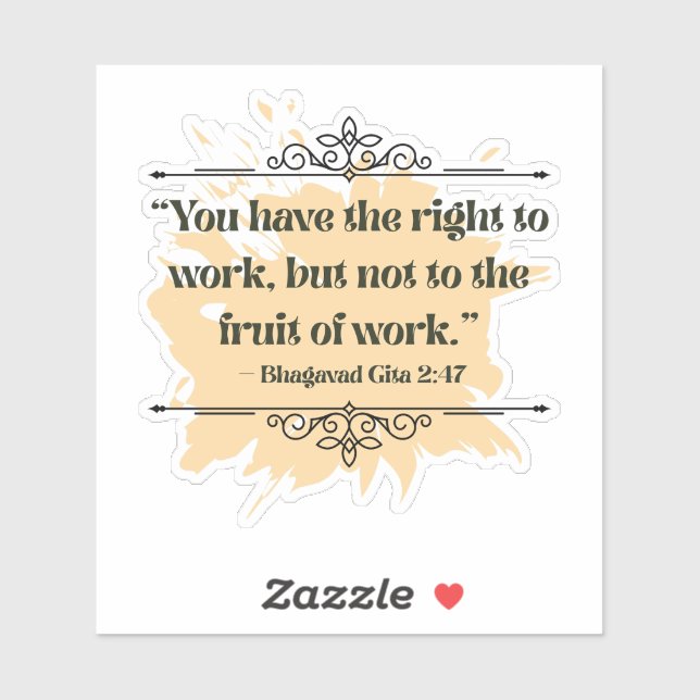 Pegatina Cita inspirada del Naranja Minimalista Bhagavad Gi (Hoja)