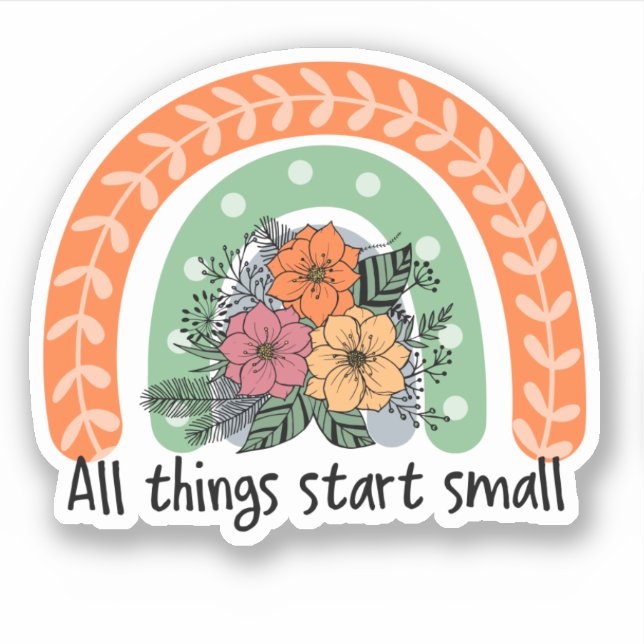 Pegatina Cita Inspiradora de flores de café arcoiris (Anverso)