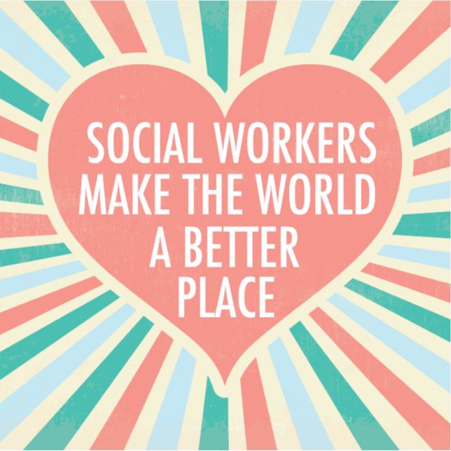 Pegatina Cita inspiradora de trabajo social Trabajador soci (Anverso)