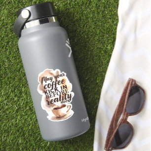 Pegatina Cita Inspiradora Divertida para Amantes del Café d