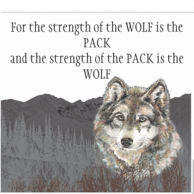 Pegatina Cita inspiradora Gray Wolf Mountain Animal (Anverso)