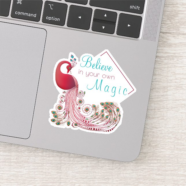 Pegatina Cita inspiradora hermosa pavo real (Detalle)