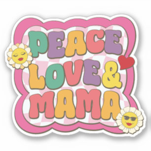 Pegatina Cita Retro Groovy Mamá Tipografía Día de la Madre