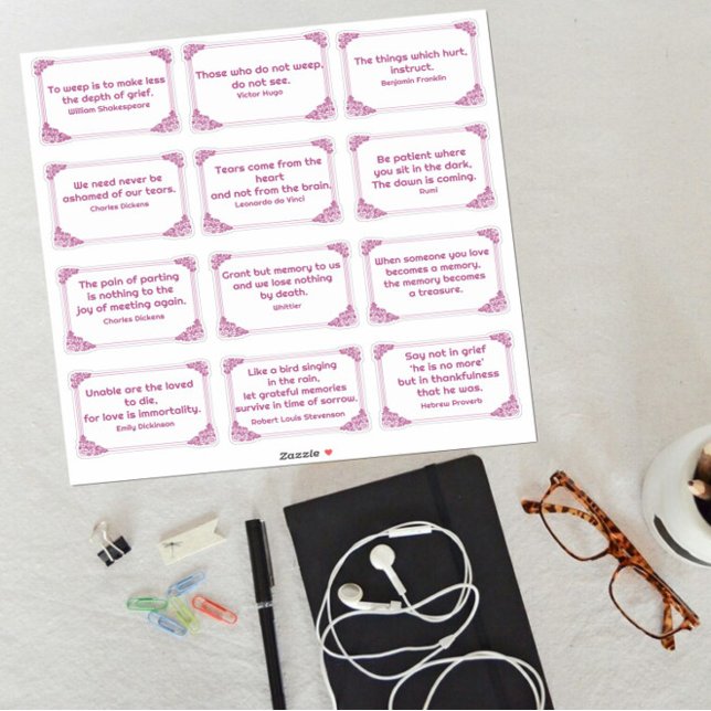 Pegatina Citas de dolor en el marco de esquina Rosa blanco  (Subido por el creador)