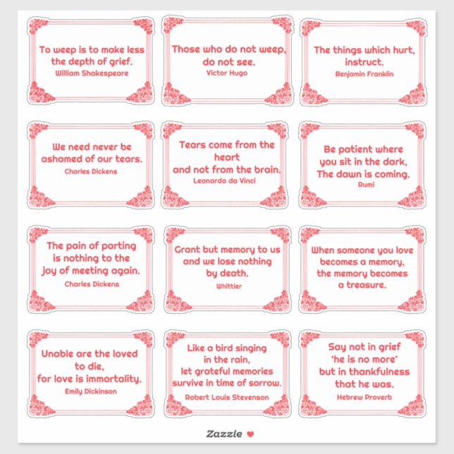 Pegatina Citas de dolor en el marco de esquina Rosa rojo bl (Hoja)