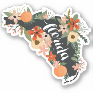Pegatina Citrus Floral Florida Estado Silhouette