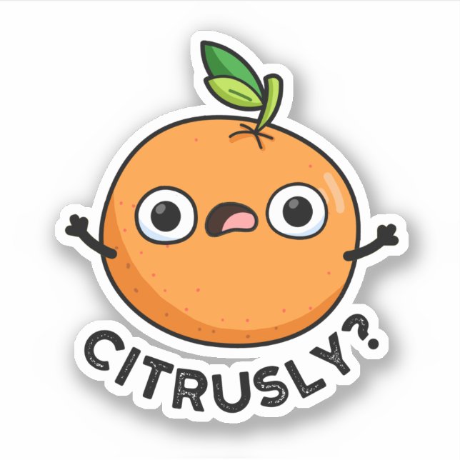 Pegatina Citrusamente gracioso Naranja serio Pun (Anverso)