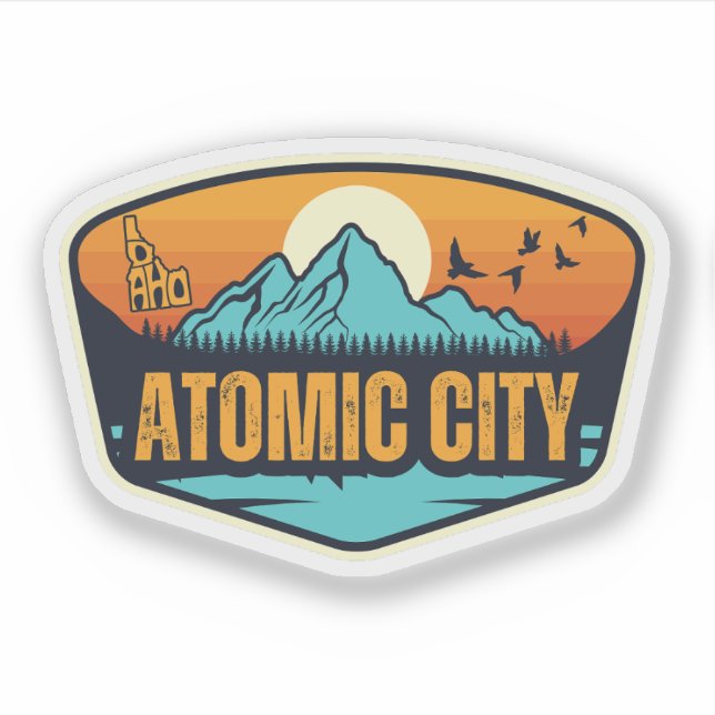 Pegatina Ciudad Atómica, Idaho (Anverso)