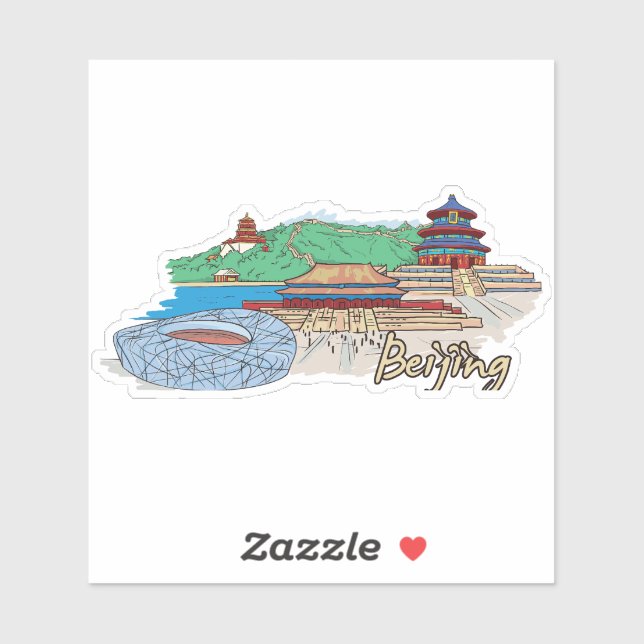 Pegatina ciudad de beijing (Hoja)