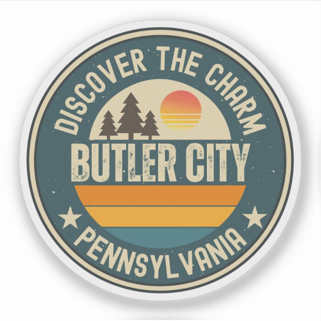 Pegatina ciudad de Butler, Pensilvania (Anverso)