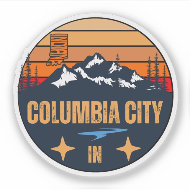 Pegatina Ciudad de Columbia, Indiana (Anverso)