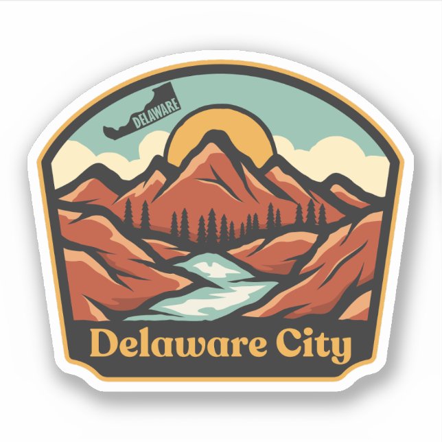 Pegatina Ciudad de Delaware, Delaware  (Anverso)
