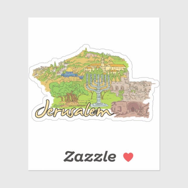 Pegatina ciudad de jerusalén (Hoja)