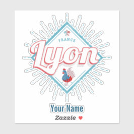 Pegatina Ciudad de Lyon Francia retro rooster recuerdo vint