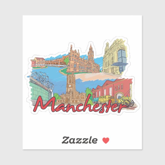 Pegatina ciudad de manchester (Hoja)