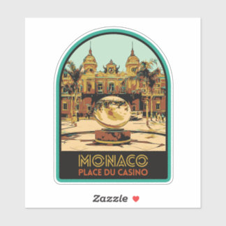 Pegatina Ciudad de Mónaco, Costa Azul, plaza del Casino
