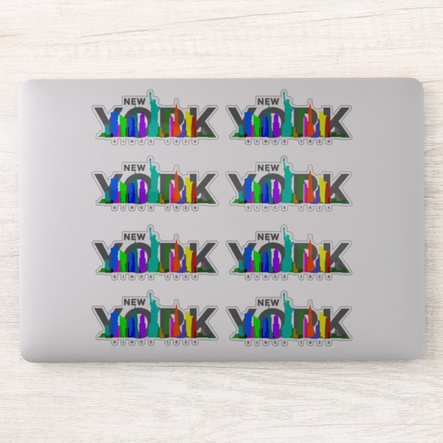 Pegatina Ciudad de Nueva York | 8"x 8"- Transparente brilla (Ordenador)