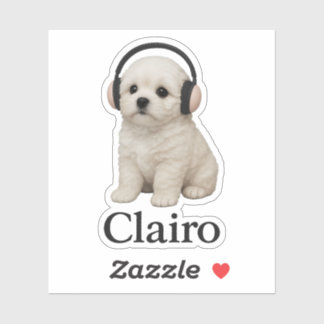 Pegatina Clairo Puppy with Headphones