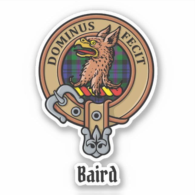 Pegatina Clan Baird Escudo sobre Tartán (Anverso)