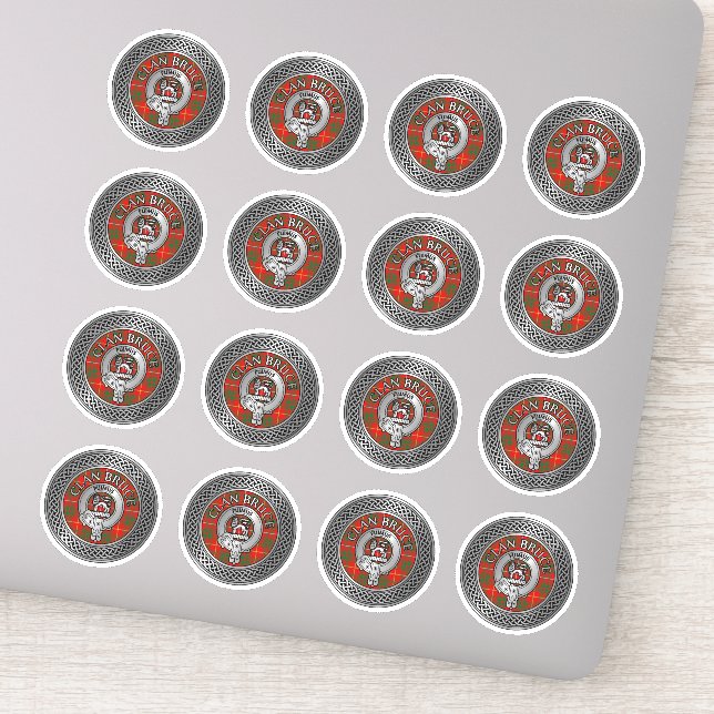 Pegatina Clan Bruce Escudo y Tartan Knot (Detalle)