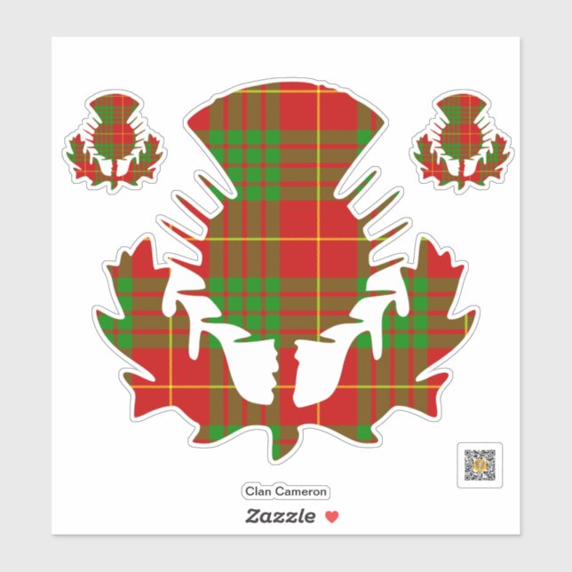 Pegatina Clan Cameron Tartan Thistle (Hoja)