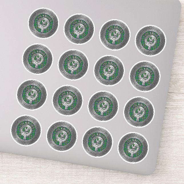 Pegatina Clan Cockburn Escudo y Tartan Knot (Detalle)