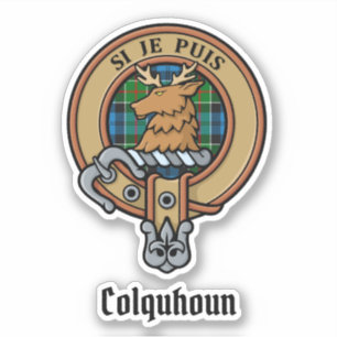 Pegatina Clan Colquhoun Escudo sobre Tartán