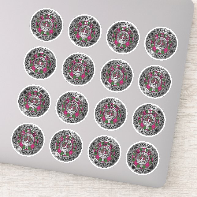 Pegatina Clan Crawford Escudo y Tartan Knot (Detalle)