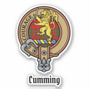 Pegatina Clan Cumming Escudo sobre Tartán