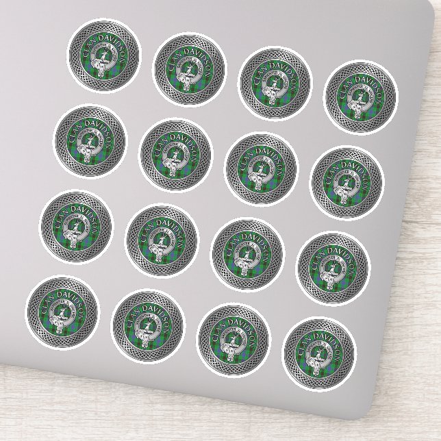 Pegatina Clan Davidson Escudo y Tartan Knot (Detalle)