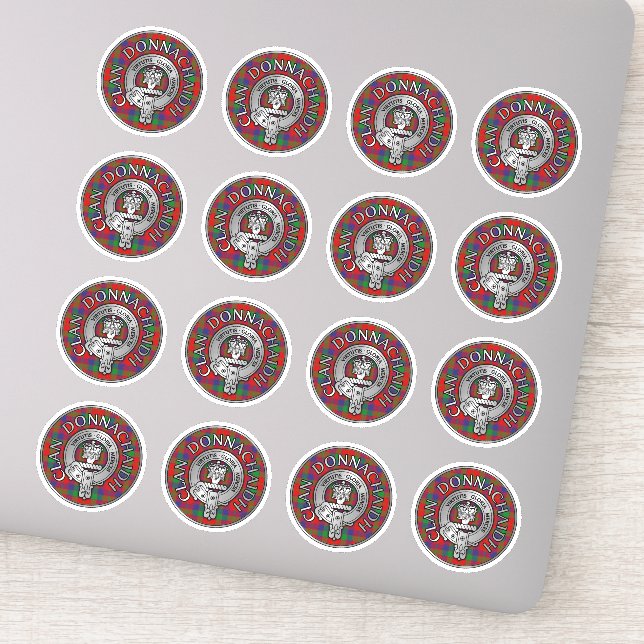 Pegatina Clan Donnachaidh | Robertson Escudo y Tartán (Detalle)