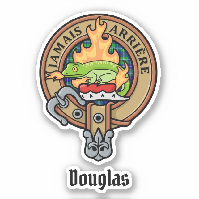 Pegatina Clan Douglas Escudo por Tartán (Anverso)